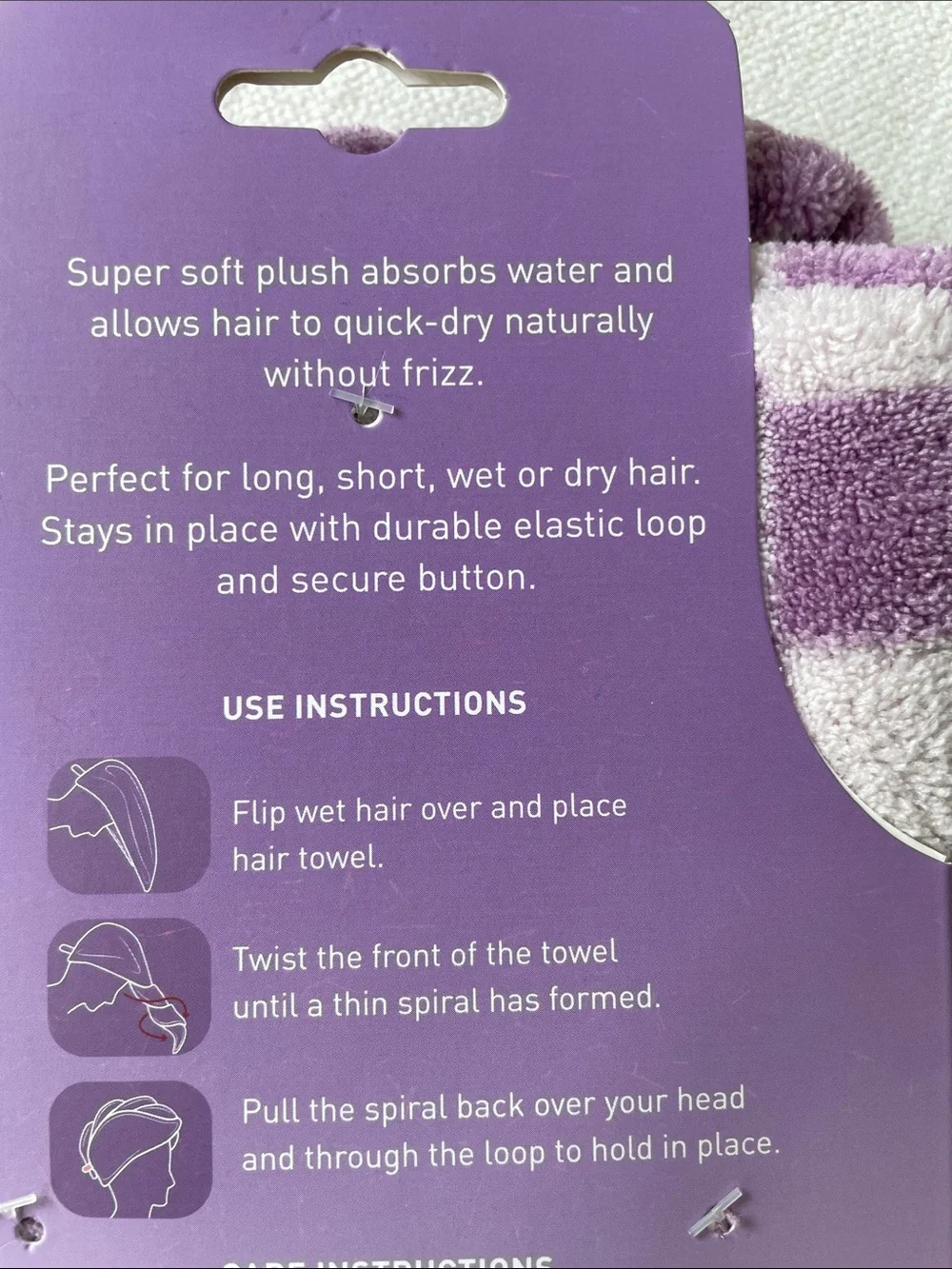 Purple Check Hair Towel - Super Soft Hair Wrap